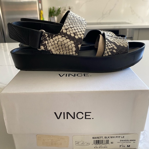 Vince
Marett Snake-Embossed Platform Sandal, Black/White - Picture 2 of 4